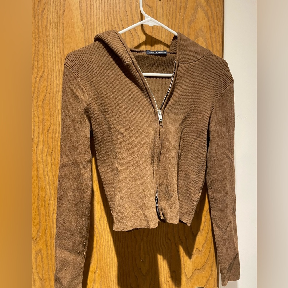 Brandy Melville double zipper crop sweatshirt